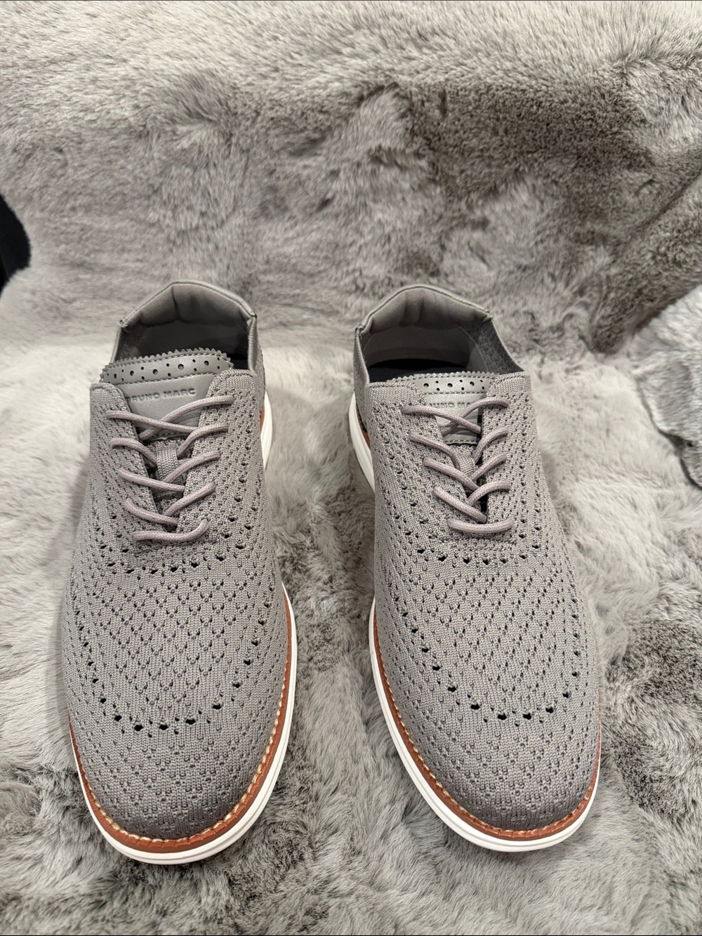 Bruno Marc Men's KnitFlex Wingtip Mesh Oxford Sneakers Grey NIB Size 10